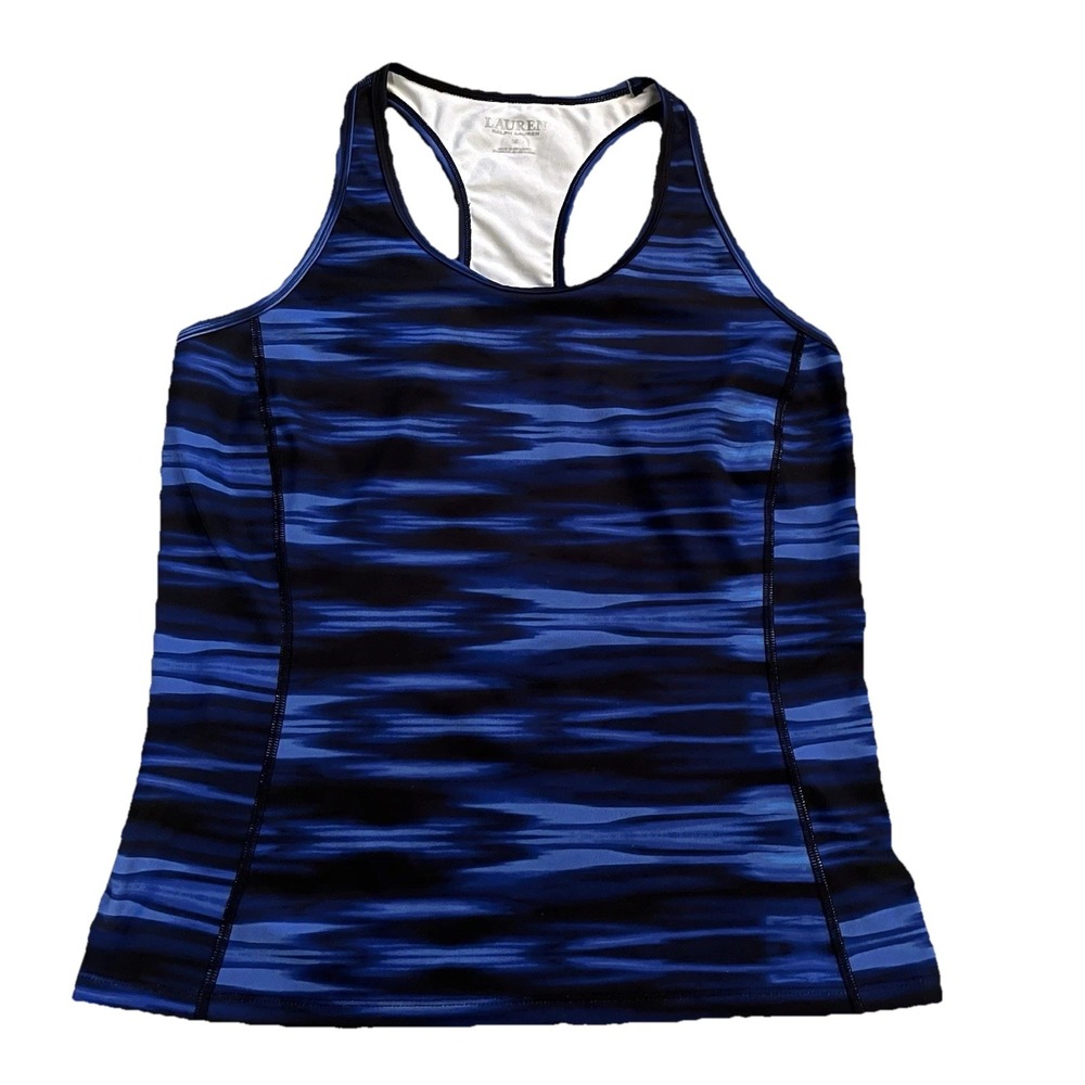 Lauren Ralph Lauren Racer Back Tank Top M Multi Blue‎ Work Out Athletic Wear